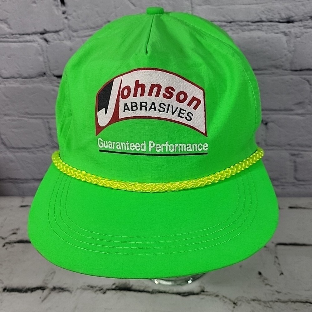 90s Neon Trucker Hat Mens Snapback Rope Front Nylon Cap From Johnson Abrasives